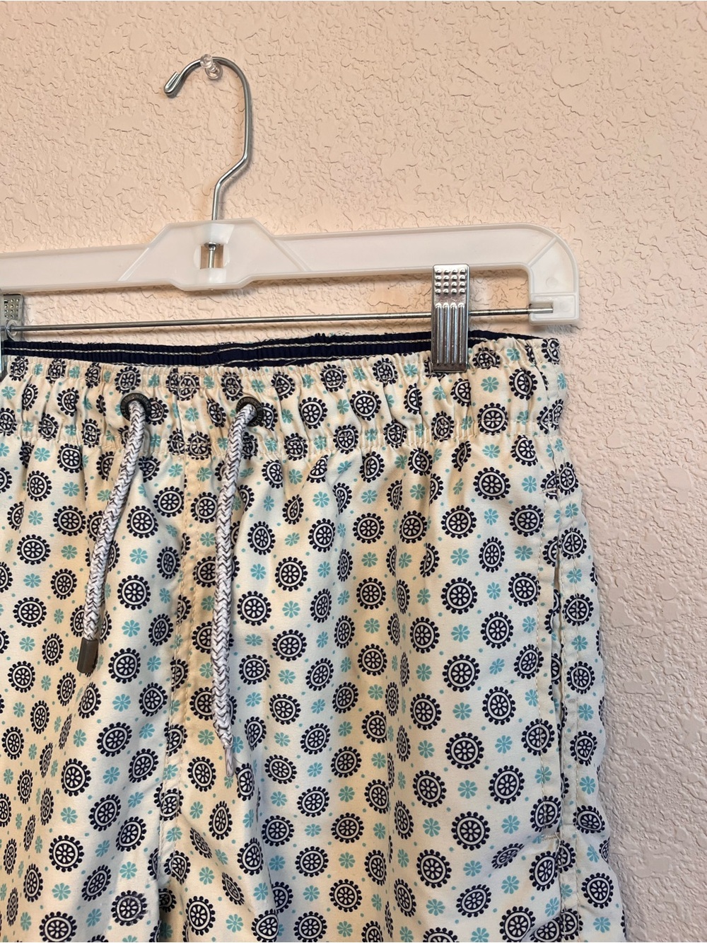 Islandhaze Cream Men’s Swim Shorts with Subtle Abstract Design - Picture 2 of 9